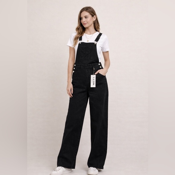 LA Girl Denim - LA Girl Black Women's Jeans Overalls Size Large NWT